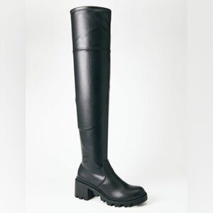 Black Lug Sole Over-The-Knee Boot- Never been Worn